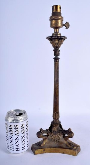 A 19TH CENTURY FRENCH GILT BRONZE CANDLESTICK LAMP