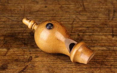 A 19th Century Treen Bird Whistle of turned boxwood with an acorn finial to the end of the baluster