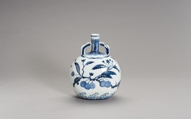 A BLUE AND WHITE MING-STYLE 'LINGZHI' MOONFLASK, BIANHU