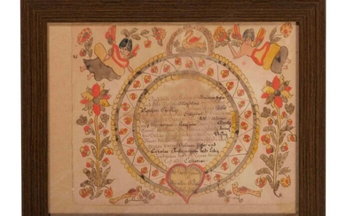 A Birth Certificate Watercolor Fraktur