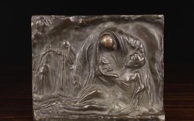 A Bronze Relief Cast Bronze Plaque depicting biblical allegory, signed bottom left O. Rohaerl ?, 4¾'