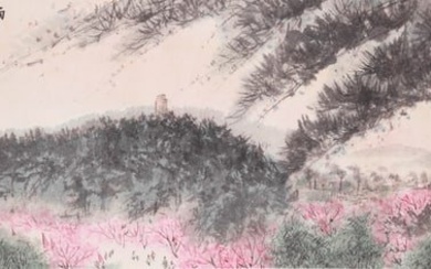 A CHINESE LANDSCAPE PAINTING ON PAPER, MOUNTED, FU BAOSHI MARK