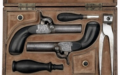 A Cased Pair Percussion Pocket Pistols