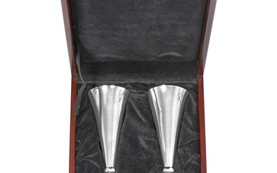 A Cased Pair of Elizabeth II Silver Champagne-Flutes by Carrs of Sheffield Ltd., Sheffield, 2000, Britannia Standard