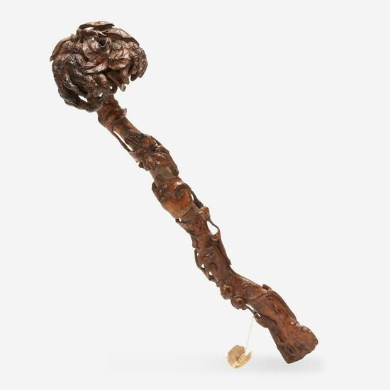 A Chinese carved bamboo ruyi scepter 竹雕