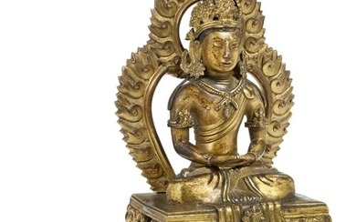 SOLD. A Chinese gilt bronze figure of Amitayus. Qianlong 1736-1795. Weight 1217 g. H. 20 cm. – Bruun Rasmussen Auctioneers of Fine Art