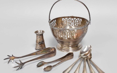 A Collection of Assorted Silver, comprising a circular sweetmeat-basket with...