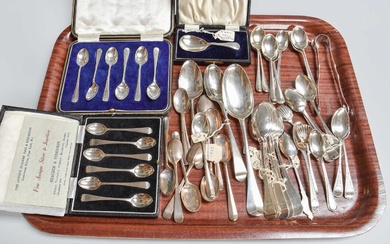 A Collection of George I and Later Silver Flatware, various...