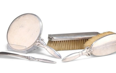 A DANISH STERLING SILVER DRESSING TABLE SET, by Georg