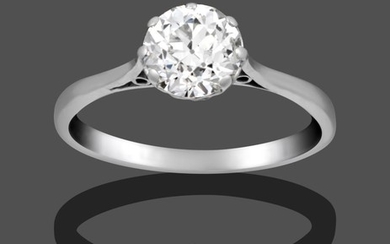A Diamond Solitaire Ring, the old cut diamond in a...
