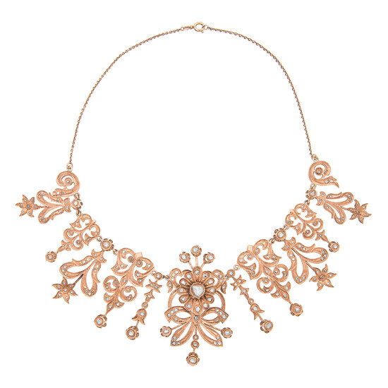 A Diamond and Pink Gold Necklace