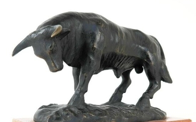 A. FERNANDEZ: Bronze Sculpture of Bull