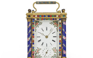A FRENCH PORCELAIN AND GILT-BRASS CARRIAGE CLOCK LUCIEN, PARIS, LATE...