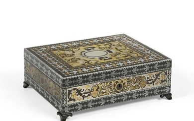 A Franco Flemish inlaid ebonized table box