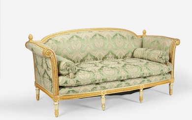 A French Louis XVI carved giltwood sofa