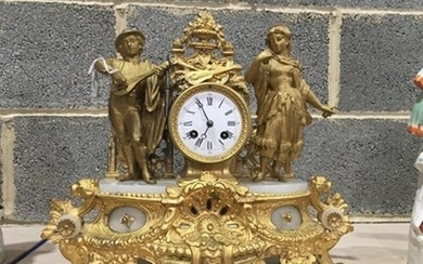 A French gilt metal and alabaster timepiece, circa 1860, the...