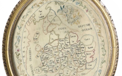 A GEORGE III NEEDLEWORK MAP SAMPLER, WORKED BY SUSANNAH POYNDER, 1788