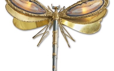 A GILT METAL AND COLOURED INSECT WALL LIGHT, 1970S