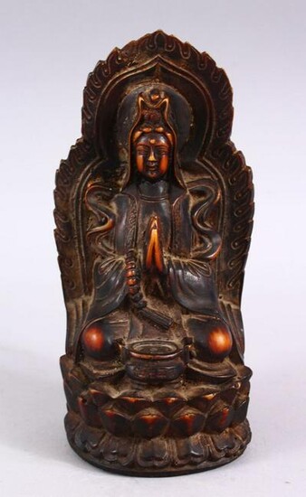 A GOOD CHINESE CARVED IVORY STYLE FIGURE OF SEATED