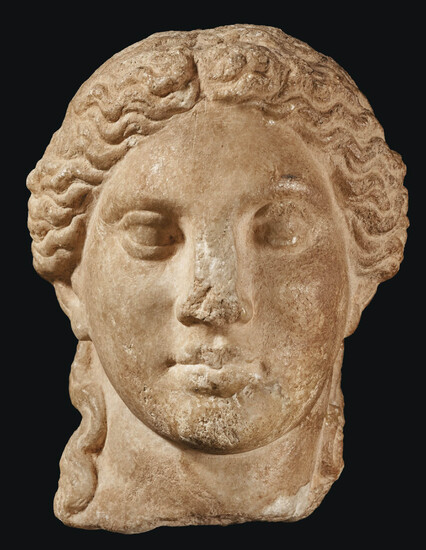 A GREEK MARBLE HEAD OF APOLLO, HELLENISTIC PERIOD, CIRCA 2ND-1ST CENTURY B.C.