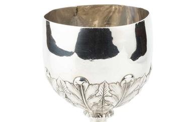 A George III silver goblet, the bowl chased and engraved...