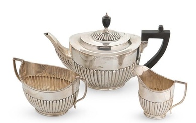 A George V silver harlequin 3-piece tea set