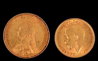 A Gold Full Sovereign and Gold Half Sovereign