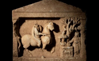 A Greek Marble Relief with a Rider and an Altar Group