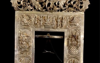 A LARGE BURMESE SILVER PICTURE FRAME