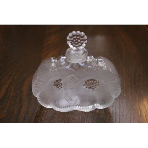 A Lalique glass scent bottle, of double flower shape, with s...