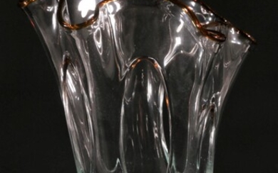 A Large Art Glass Vase with Pierced Midsection (H 45cm)