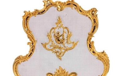 A Louis XV Style Gilt-Bronze Firescreen Height 32 x