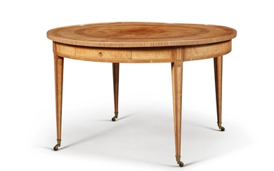 A Louis XVI Provincial Burr Ash, Sycamore, and Fruitwood Parquetry Centre Table, Circa 1780