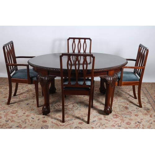 A NINE PIECE MAHOGANY DINING ROOM SUITE comprising eight Hep...