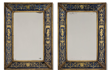 A PAIR OF FRENCH GILTWOOD AND VERRE EGLOMISE MIRRORS, LATE 19TH CENTURY