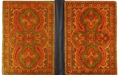A POLYCHROME LACQUER BOOK BINDING, QAJAR, PERSIA, 19TH