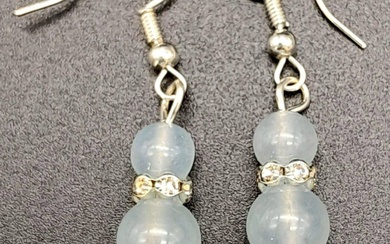 A Pair of Aquamarine Drop Earrings on 925...