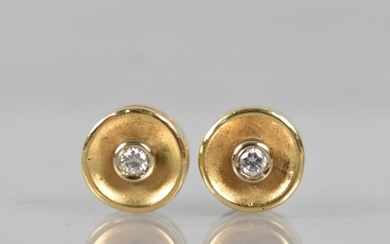 A Pair of Diamond and 18ct Gold Earrings, Central Round Bril...
