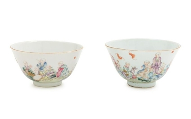 A Pair of Famille Rose Porcelain Cups Diam 3 3/4 in.