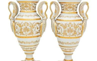 A Pair of French Painted Porcelain Vases