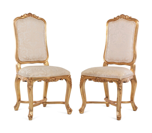 A Pair of Louis XV Style Giltwood Side Chairs