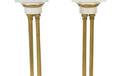 A Pair of Louis XVI Style Gilt-Metal and Marble