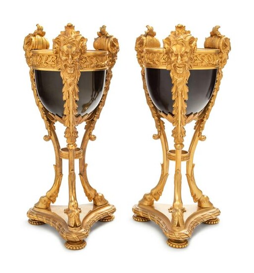 A Pair of Neoclassical Style Gilt and Patinated Bronze