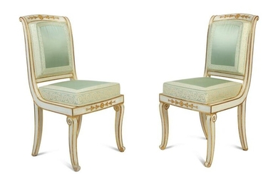 A Pair of Russian Painted and Parcel Gilt Boudoir