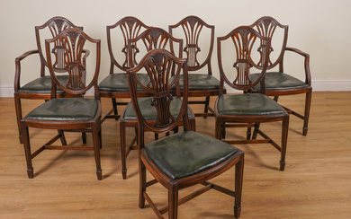A SET OF EIGHT GEORGE III STYLE SHIELD BACK MAHOGANY DINING CHAIRS (8)