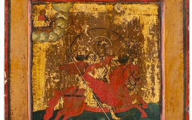 A SMALL ICON SHOWING THE ARCHANGEL MICHAEL AS HORSEMAN