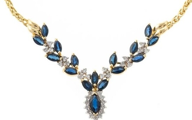 A Sapphire & Diamond Necklace in 14K