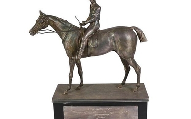 A Silver Plate Model of The Thoroughbred Margrave with Jockey...