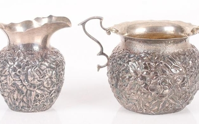 A Sterling Repousse Sugar and Creamer