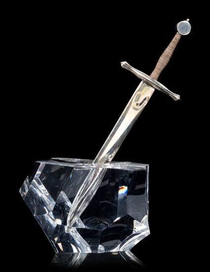 A Steuben Glass and Silver Excalibur Letter Opener